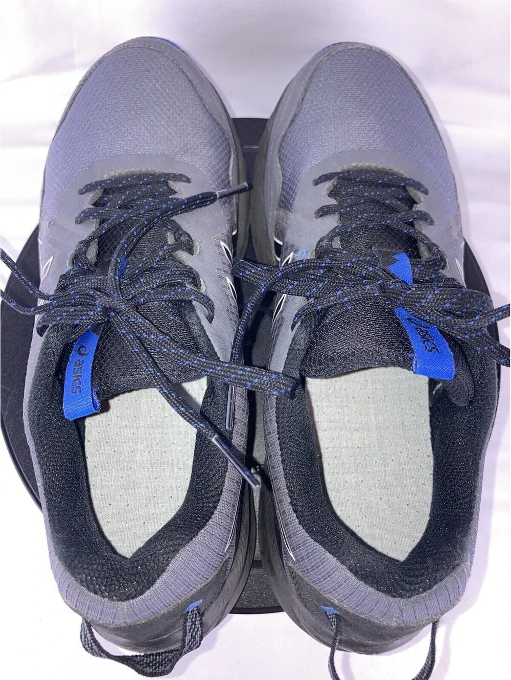 Men’s Size 8.5 ASICS GEL Venture 10 Grey Black Blue Trail Running Shoes 1011B967